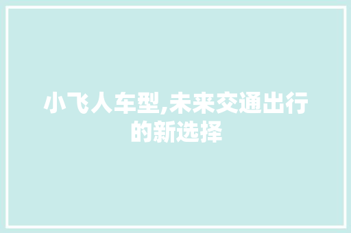 小飞人车型,未来交通出行的新选择