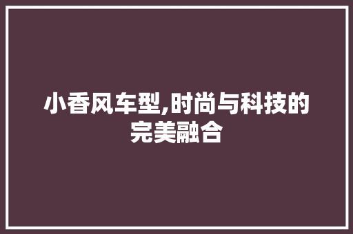 小香风车型,时尚与科技的完美融合