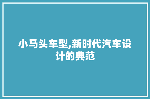小马头车型,新时代汽车设计的典范