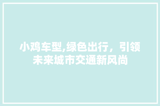小鸡车型,绿色出行，引领未来城市交通新风尚