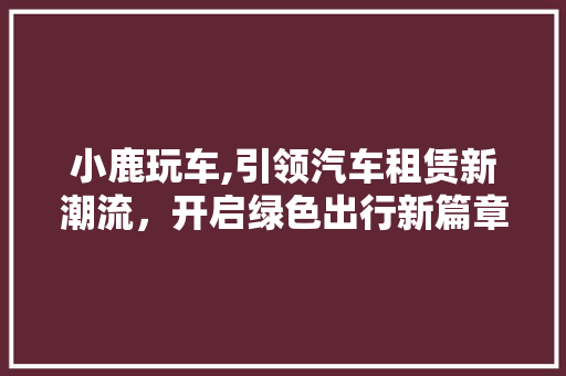 小鹿玩车,引领汽车租赁新潮流，开启绿色出行新篇章
