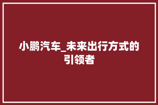 小鹏汽车_未来出行方式的引领者