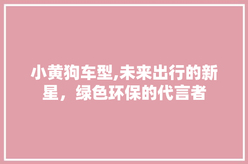 小黄狗车型,未来出行的新星，绿色环保的代言者