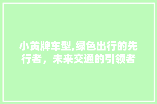 小黄牌车型,绿色出行的先行者，未来交通的引领者