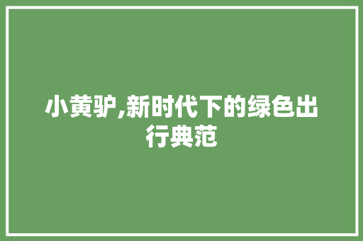 小黄驴,新时代下的绿色出行典范