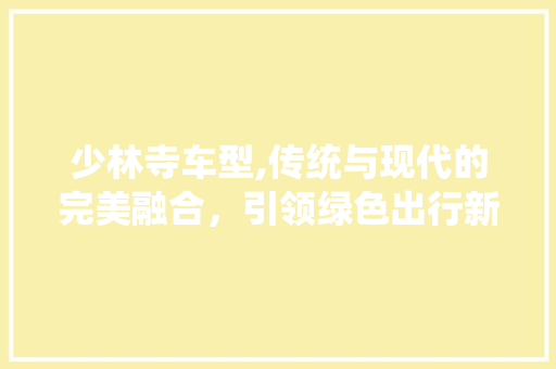 少林寺车型,传统与现代的完美融合，引领绿色出行新风尚