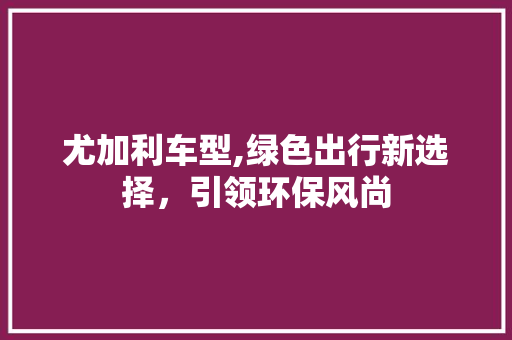 尤加利车型,绿色出行新选择，引领环保风尚
