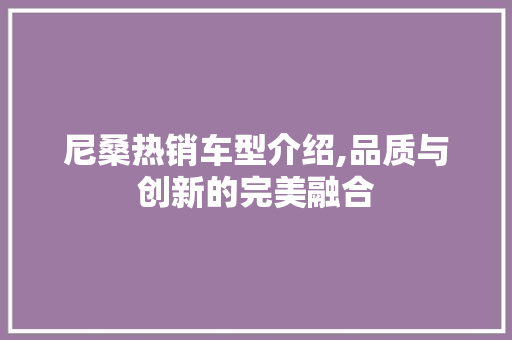 尼桑热销车型介绍,品质与创新的完美融合