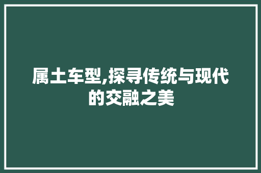 属土车型,探寻传统与现代的交融之美