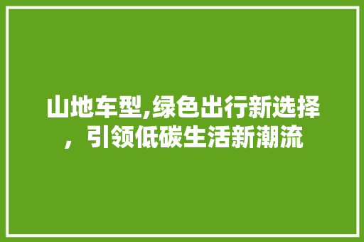 山地车型,绿色出行新选择，引领低碳生活新潮流