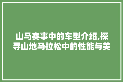 山马赛事中的车型介绍,探寻山地马拉松中的性能与美学