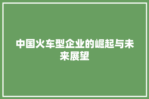 中国火车型企业的崛起与未来展望 底盘配件
