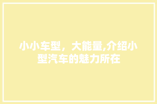小小车型，大能量,介绍小型汽车的魅力所在