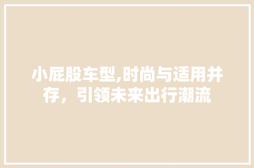 小屁股车型,时尚与适用并存，引领未来出行潮流