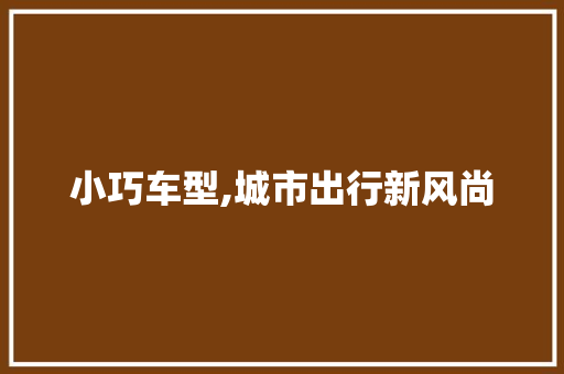小巧车型,城市出行新风尚