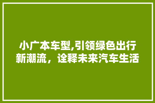 小广本车型,引领绿色出行新潮流，诠释未来汽车生活
