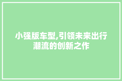 小强版车型,引领未来出行潮流的创新之作