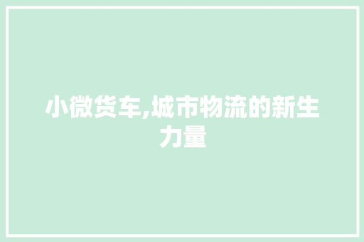 小微货车,城市物流的新生力量