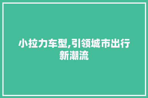 小拉力车型,引领城市出行新潮流