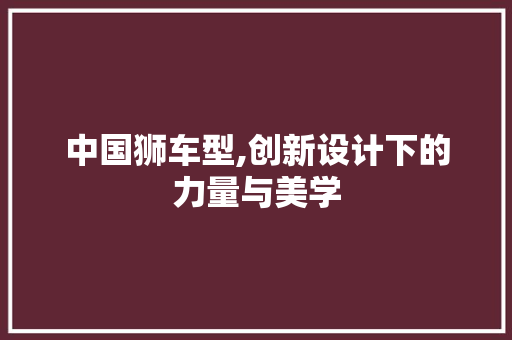 中国狮车型,创新设计下的力量与美学