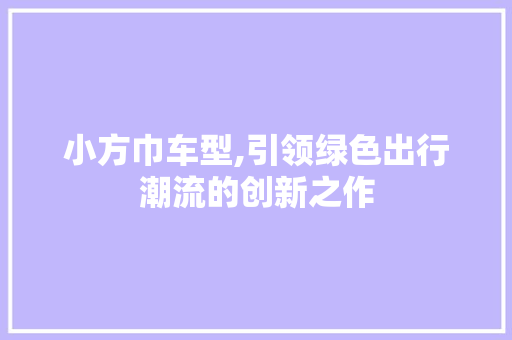 小方巾车型,引领绿色出行潮流的创新之作