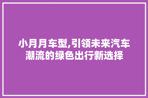 小月月车型,引领未来汽车潮流的绿色出行新选择