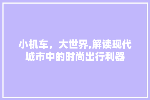 小机车，大世界,解读现代城市中的时尚出行利器