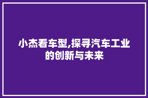 小杰看车型,探寻汽车工业的创新与未来