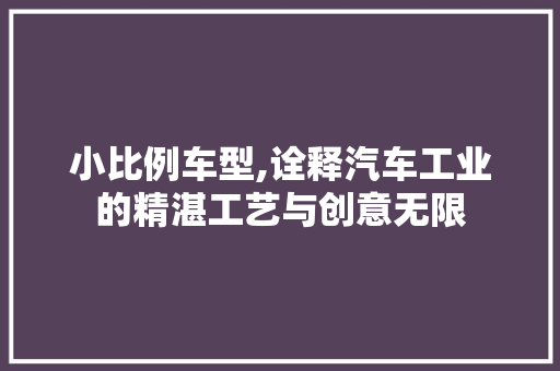 小比例车型,诠释汽车工业的精湛工艺与创意无限