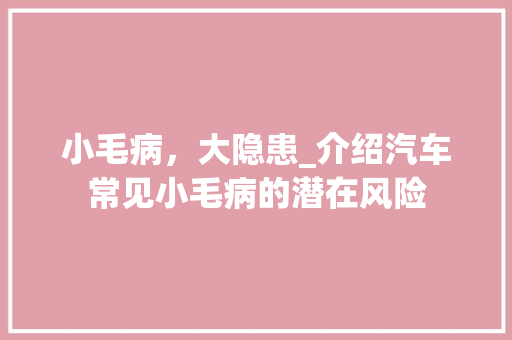 小毛病，大隐患_介绍汽车常见小毛病的潜在风险