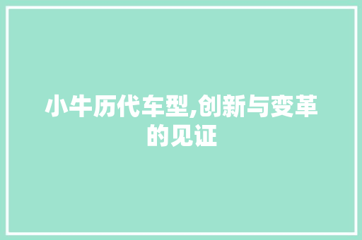 小牛历代车型,创新与变革的见证