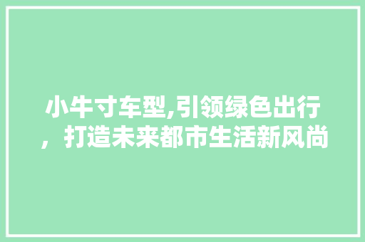 小牛寸车型,引领绿色出行，打造未来都市生活新风尚