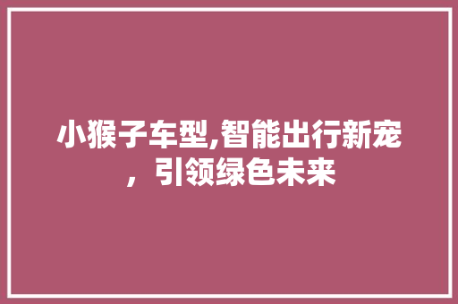 小猴子车型,智能出行新宠，引领绿色未来