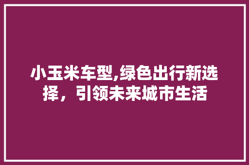 小玉米车型,绿色出行新选择，引领未来城市生活