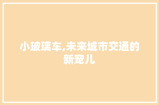 小玻璃车,未来城市交通的新宠儿