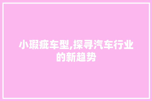 小瑕疵车型,探寻汽车行业的新趋势