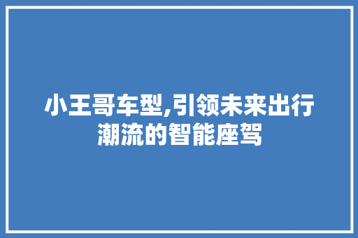 小王哥车型,引领未来出行潮流的智能座驾