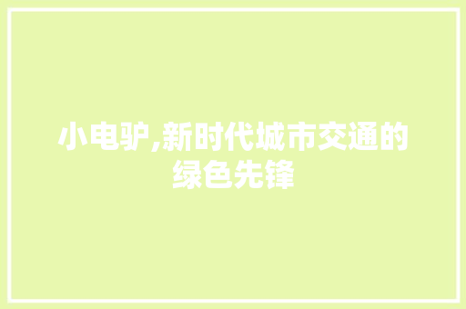 小电驴,新时代城市交通的绿色先锋