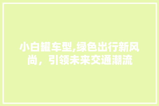 小白罐车型,绿色出行新风尚，引领未来交通潮流