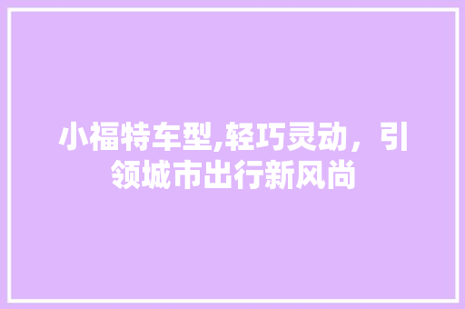 小福特车型,轻巧灵动，引领城市出行新风尚
