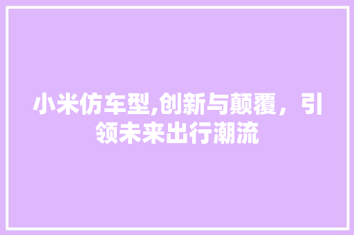 小米仿车型,创新与颠覆，引领未来出行潮流
