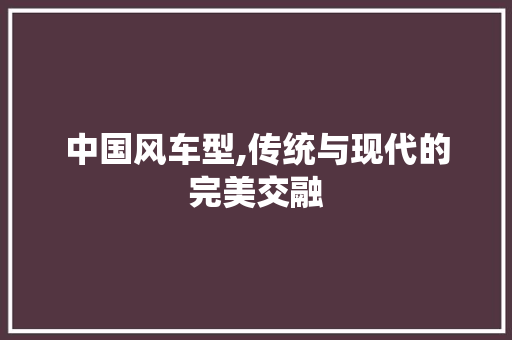 中国风车型,传统与现代的完美交融 汽车配件