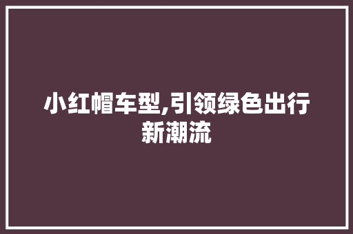小红帽车型,引领绿色出行新潮流