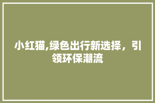 小红猫,绿色出行新选择，引领环保潮流