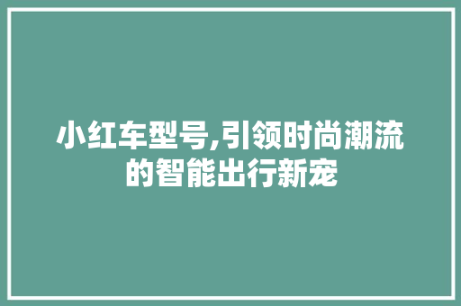 小红车型号,引领时尚潮流的智能出行新宠