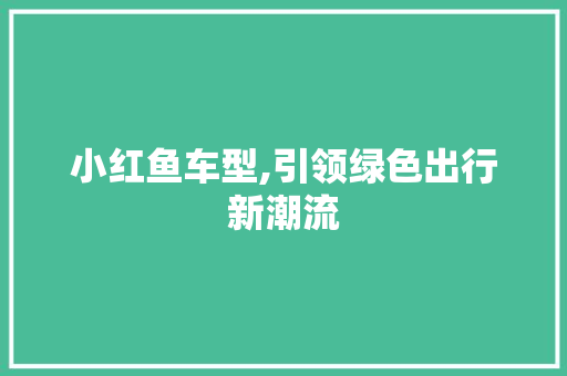 小红鱼车型,引领绿色出行新潮流