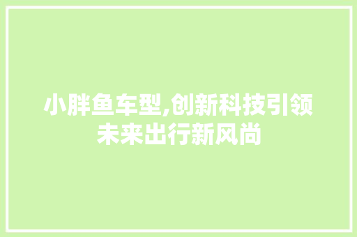 小胖鱼车型,创新科技引领未来出行新风尚