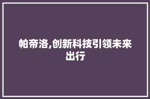 帕帝洛,创新科技引领未来出行