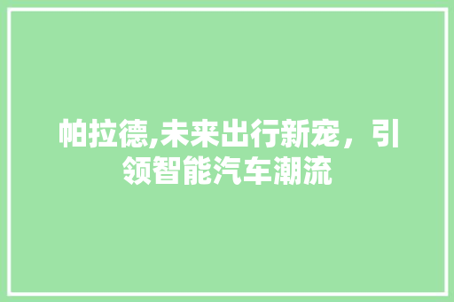 帕拉德,未来出行新宠，引领智能汽车潮流