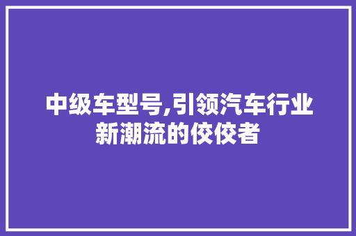 中级车型号,引领汽车行业新潮流的佼佼者